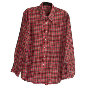 Men's Red Plaid Ashley & Ried Single Needle‎ Tailoring Button Down Shirt Size XL